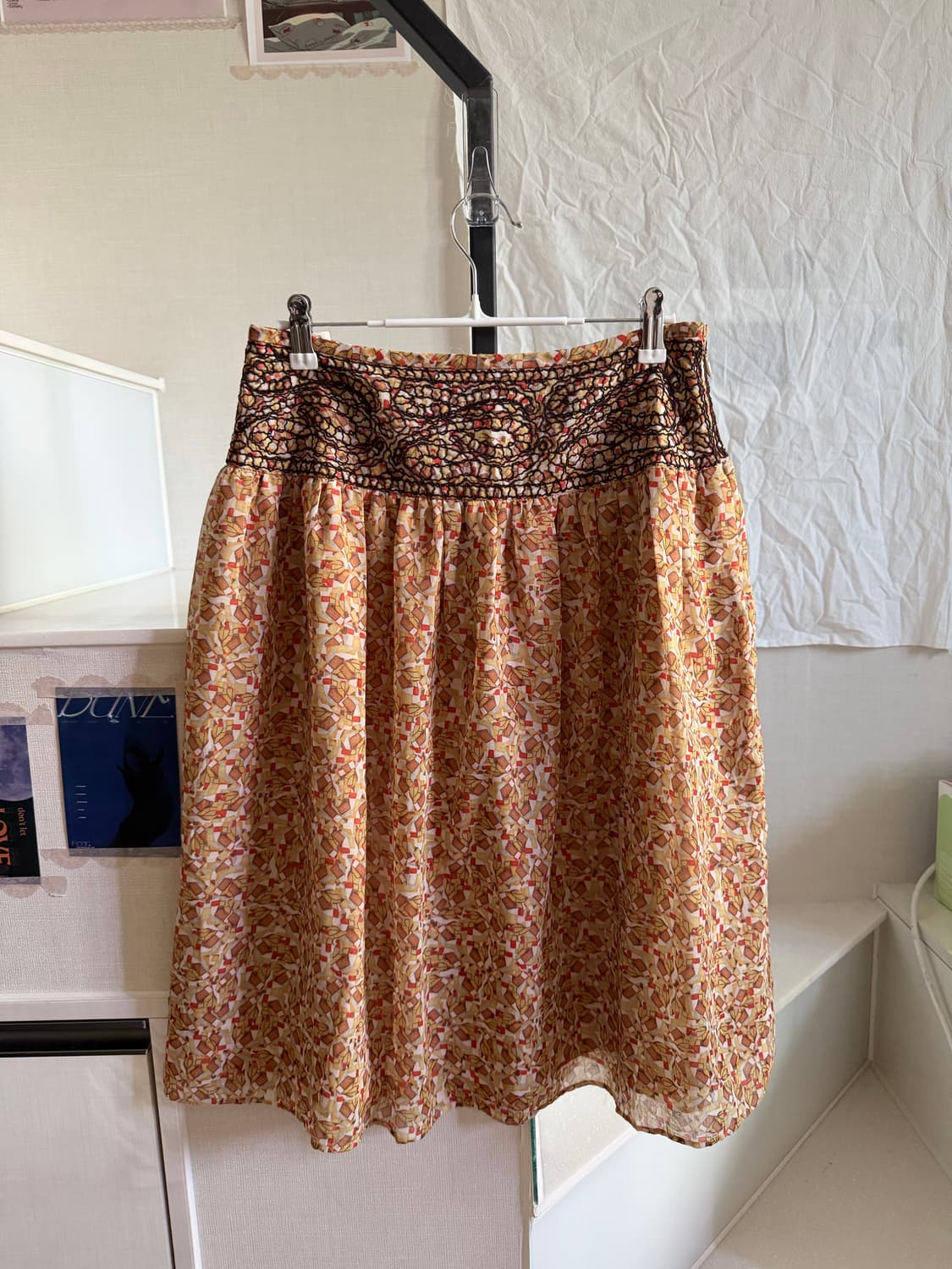 빈티지 자수 패턴 레이어드 스커트 상품이미지1