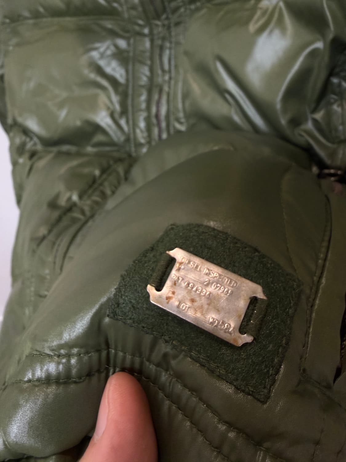 (L) Diesel 디젤 하이넥 히든후드 덕다운 그린 패딩 상품이미지5