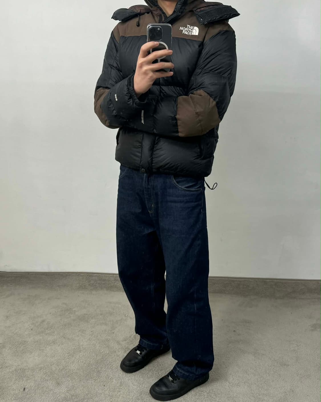 [M] 노스페이스 800필 브라운 다운 후드 푸퍼 패딩 자켓 상품이미지1