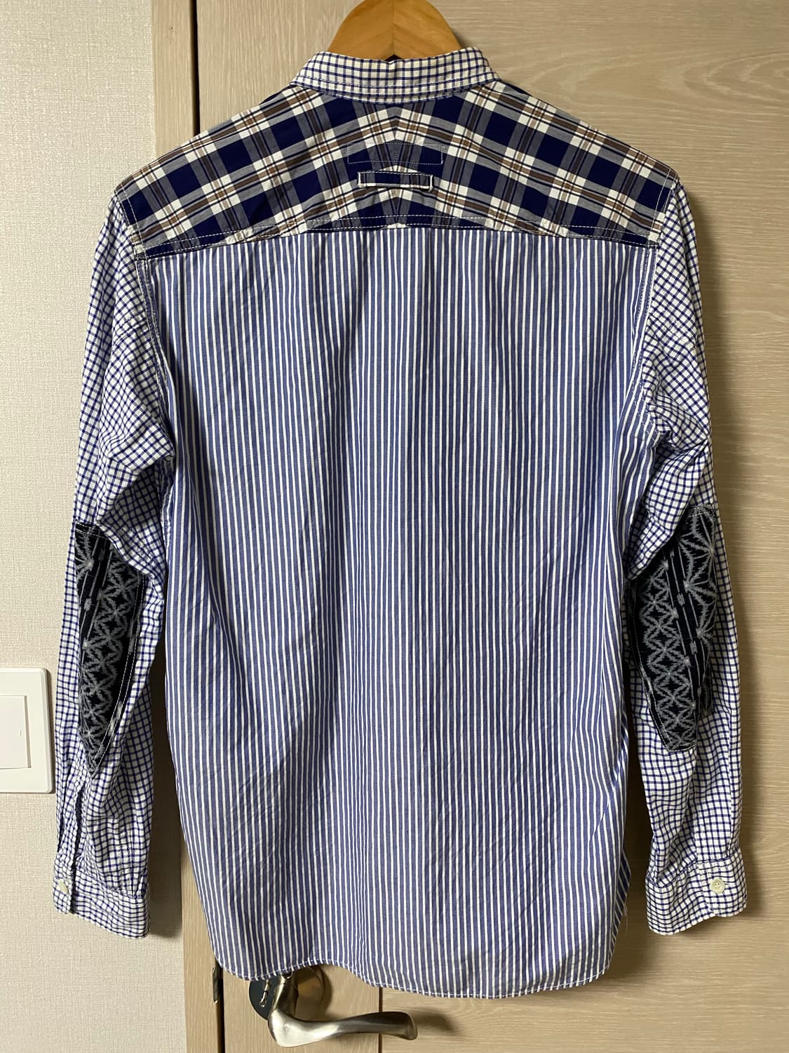 준야와타나베 맨 패치워크 체크 셔츠 M 상품이미지6