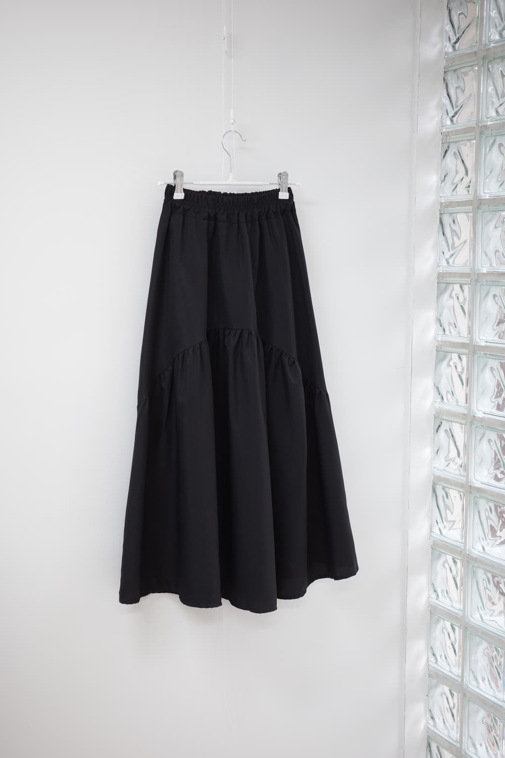 Black shirring skirt 상품이미지5