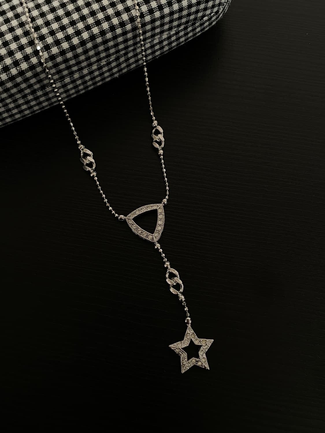 빈티지 갸루 y자 별 큐빅 목걸이 상품이미지1