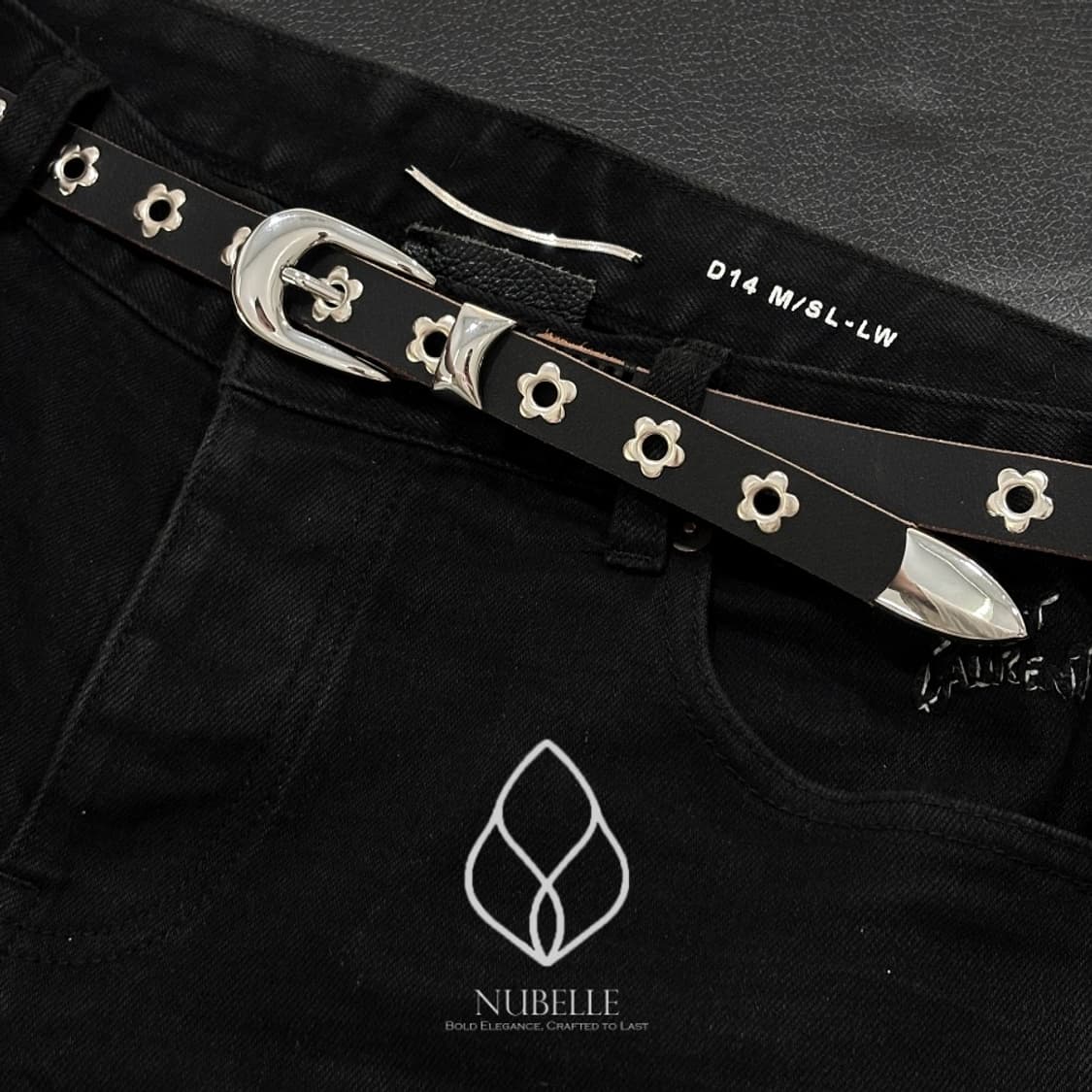 🌗 Flower stud belt / 플라워 스터드 소가죽 웨스턴 벨트 상품이미지2