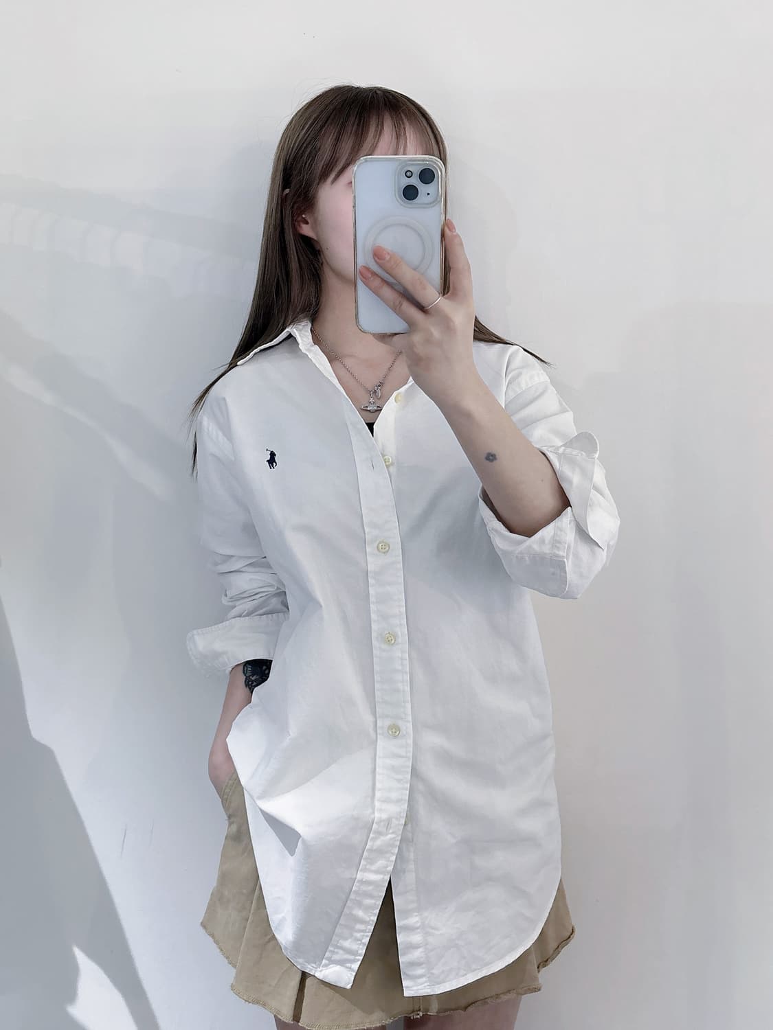 폴로랄프로렌 qr 네이비포니 화이트 셔츠 상품이미지2