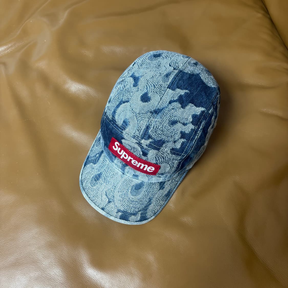슈프림 캠프캡 모자 박스로고 플레임 워시드 데님 상품이미지5