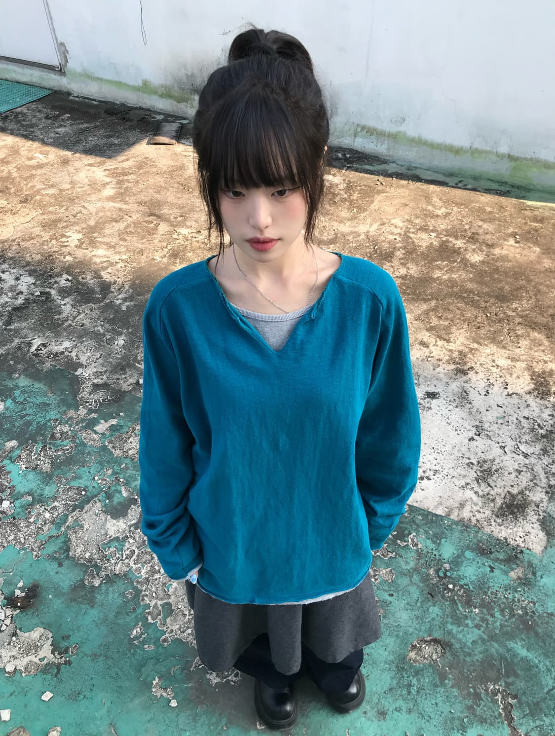 Global Work 블루 레이어드 맨투맨 티셔츠 상품이미지4