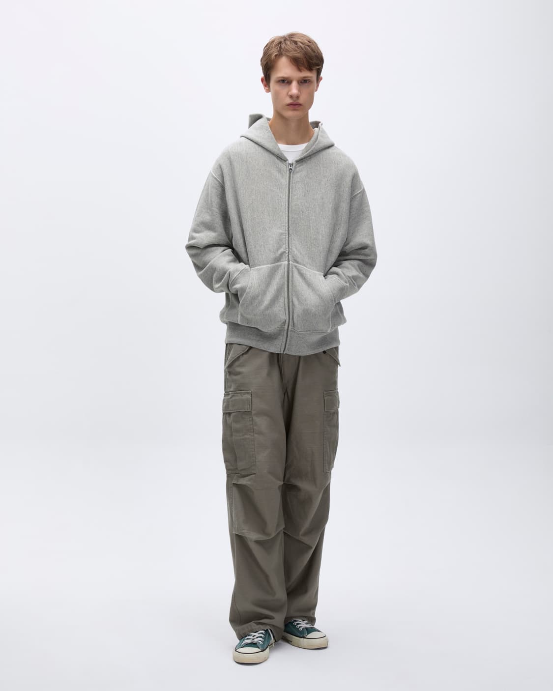 카키스 풀집업 후드 그레이 라지 상품이미지4