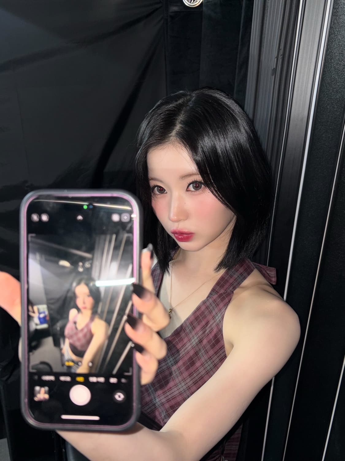 (베몬 아사 착용) 달링유어배드 로지 체크 홀터 탑 상품이미지1