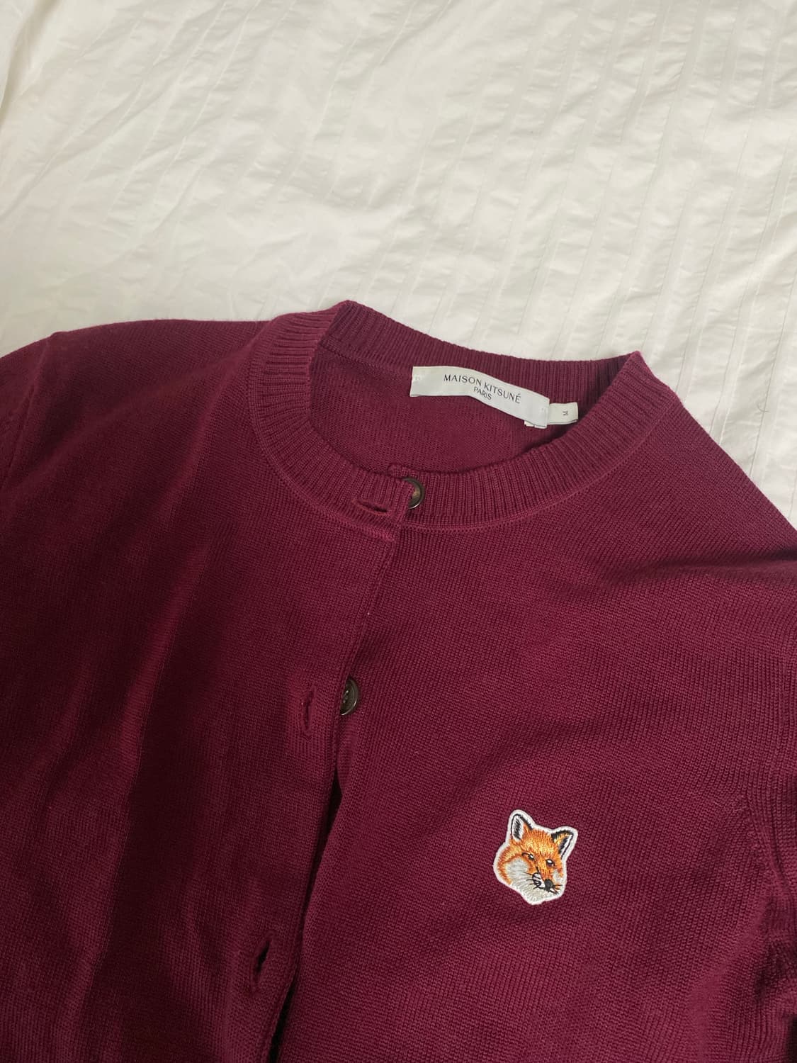 메종키츠네 폭스 패치 가디건 버건디 M 상품이미지2