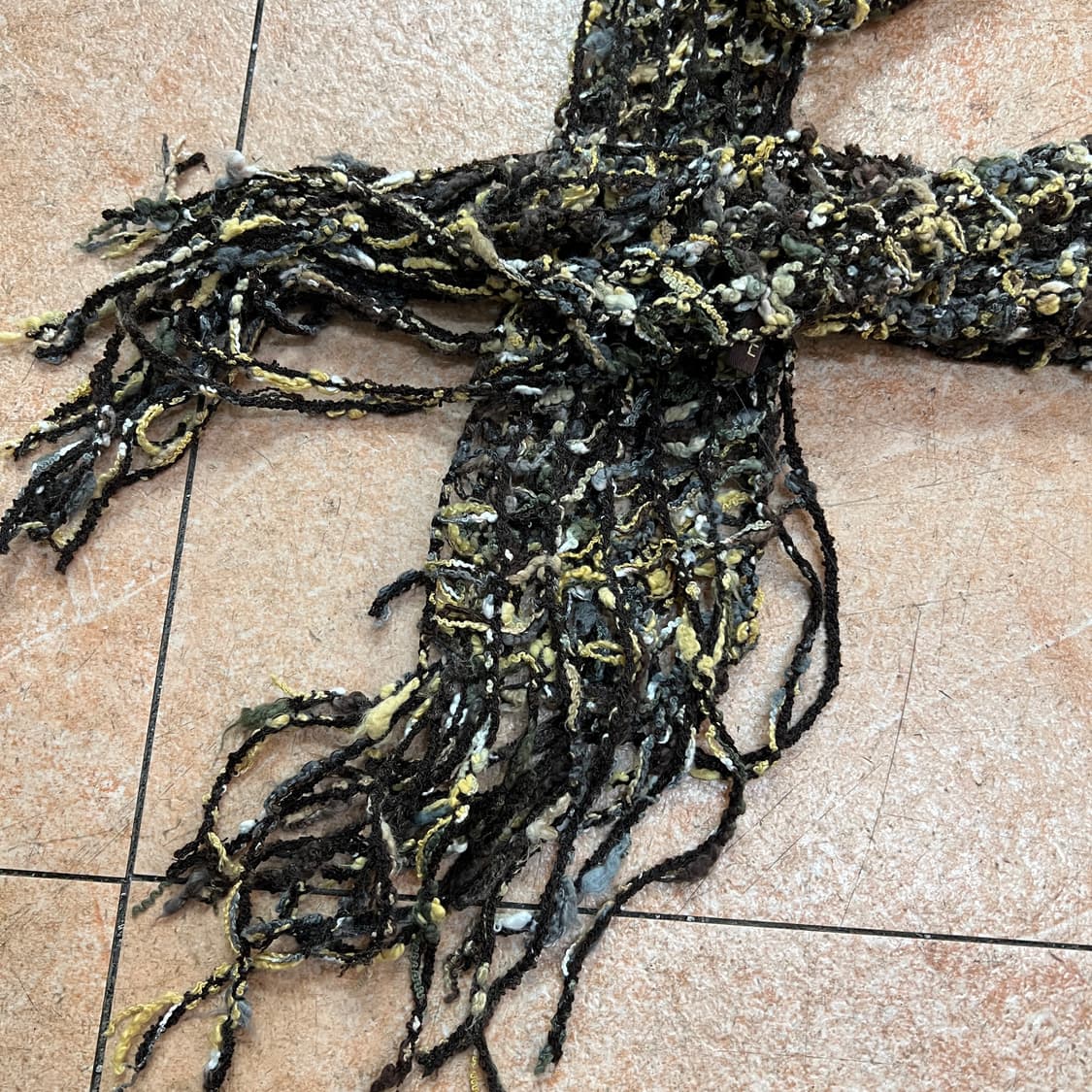 브라운 그물 니트 머플러 목도리 상품이미지3