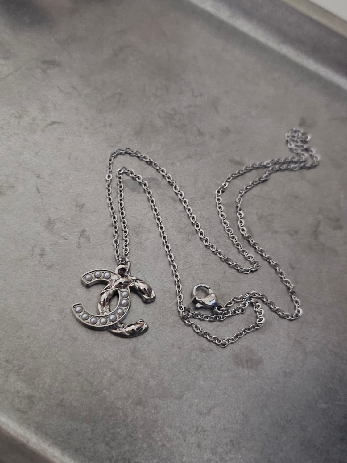 80 샤넬 정품 빈티지 업사이클링 목걸이 써지컬 진주 상품이미지2