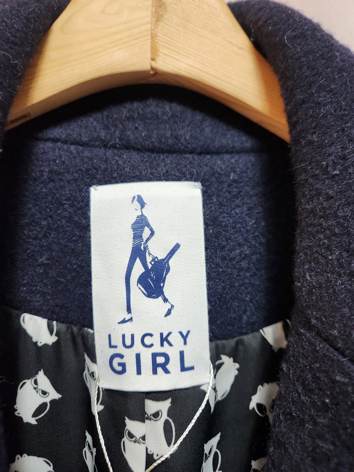 LUCKY GIRL 네이비알파카 모직 혼방 코트 상품이미지5