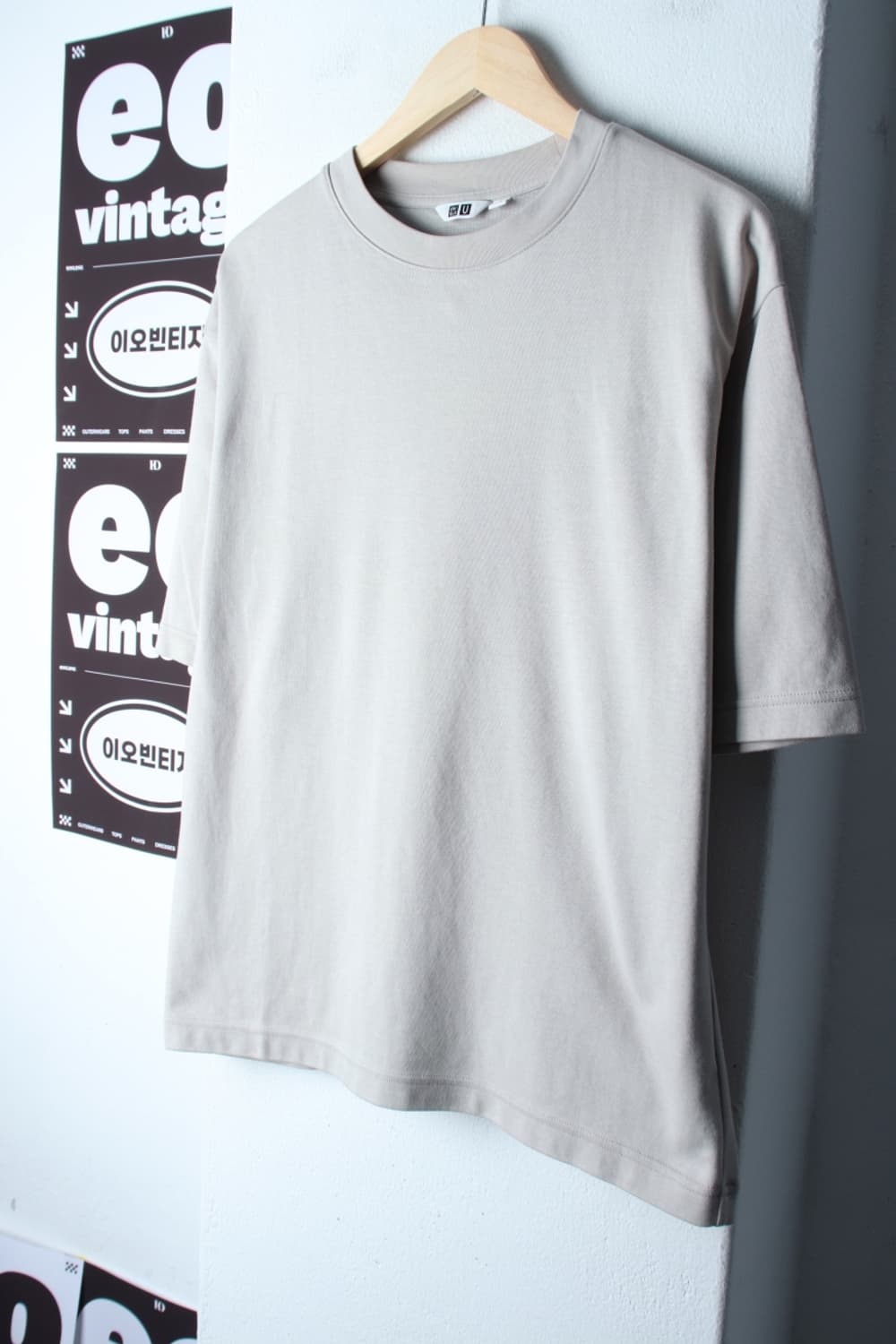 (L-XL) 유니클로 반팔 티셔츠 U라인 라이트그레이 무지-H32480 상품이미지1