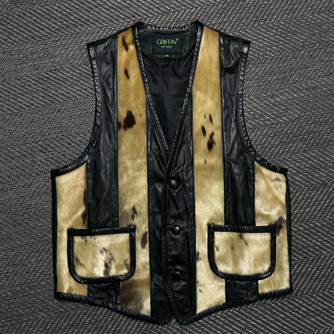 Grifin 송치 레더 믹스 웨스턴 베스트 y 5309 상품이미지2