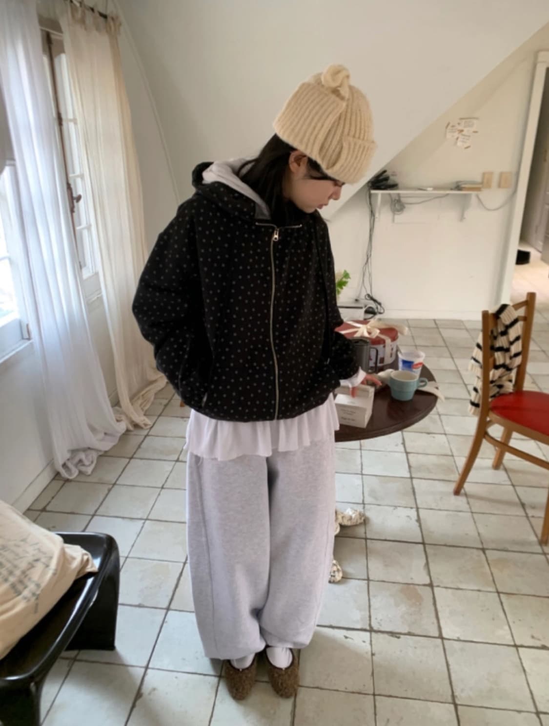 서울베이스드 도트 후드집업 상품이미지5