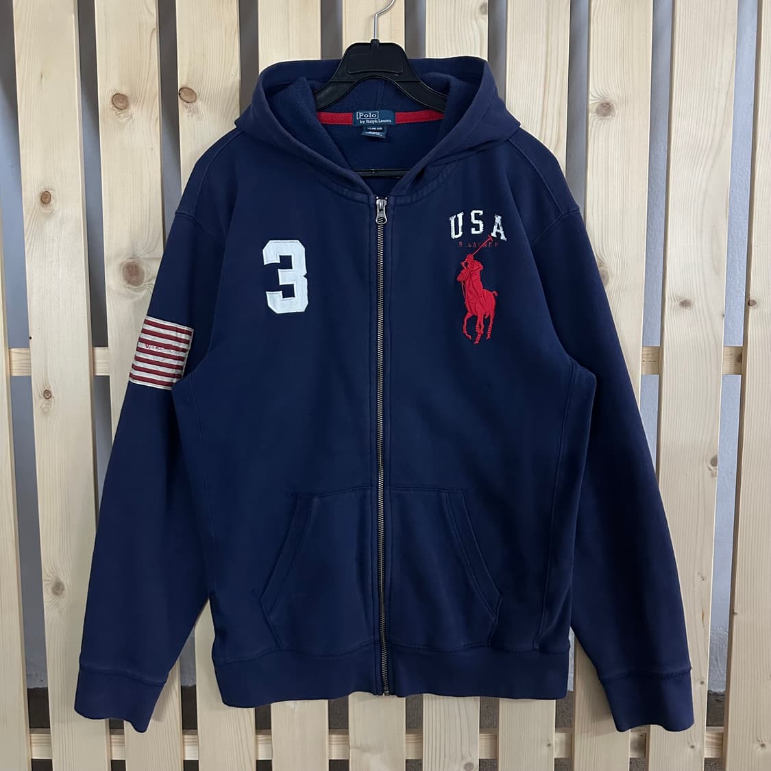 (L) 폴로 랄프로렌 빅포니 USA 성조기 네이비 후드집업 상품이미지1