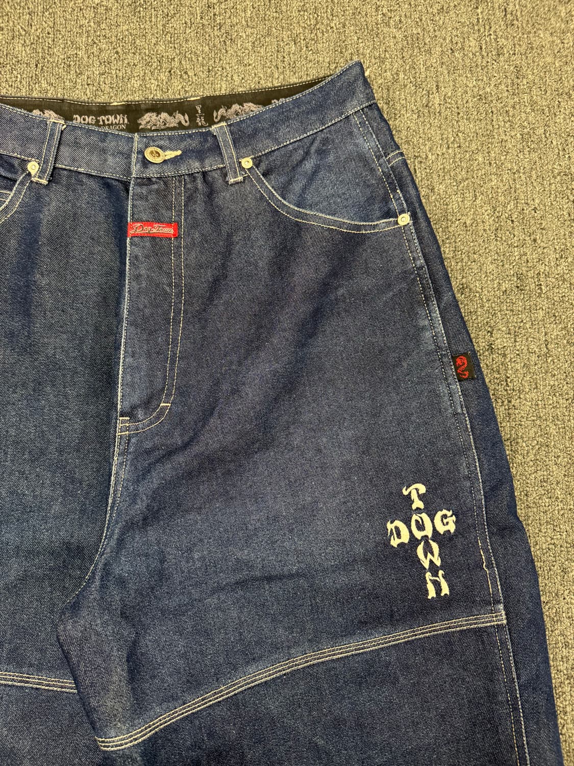 M)도그타운 빈티지 포켓 오리엔탈 자수 인디고 힙합 데님팬츠 상품이미지3