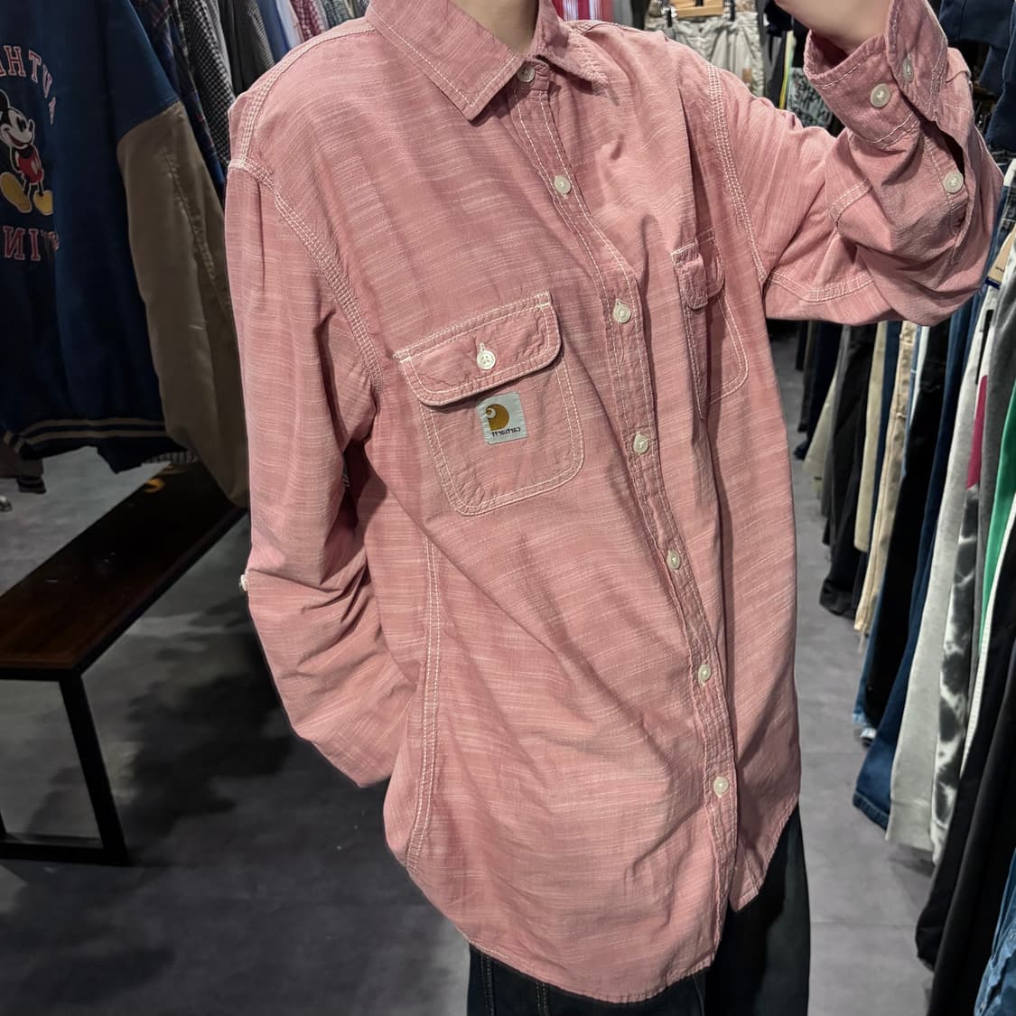 [IM] Carhartt 칼하트 린넨 셔츠 핑크 상품이미지3