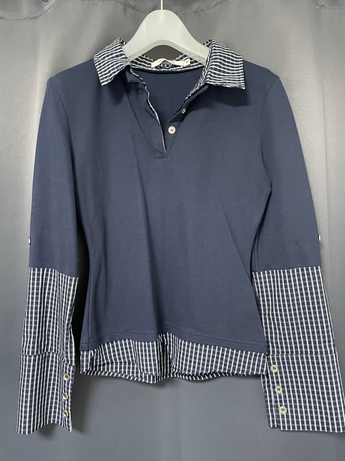 Lyuocheng Checkboard Polo Shirt <Navy> 상품이미지3