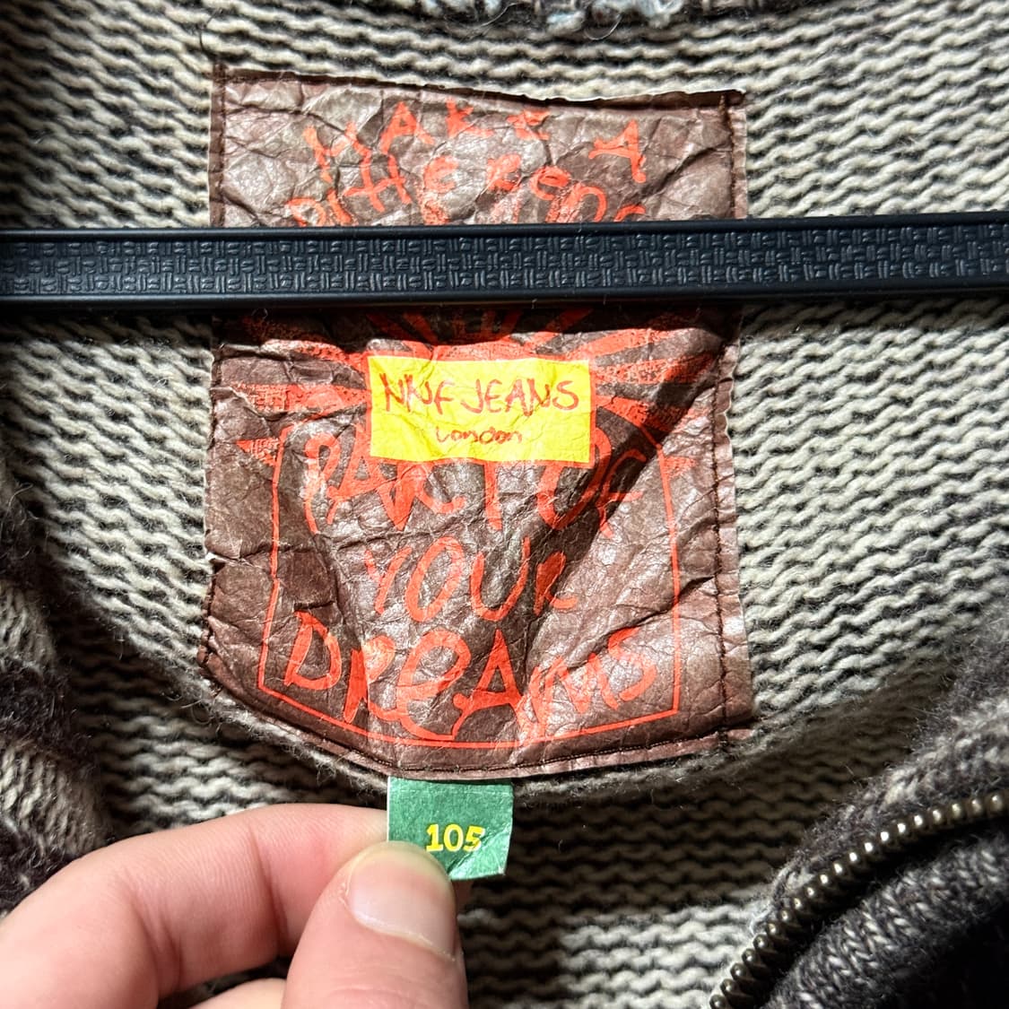 VTG 빈티지 멀티 패치 디테일 그런지 램스울 집업 니트 브라운 상품이미지6