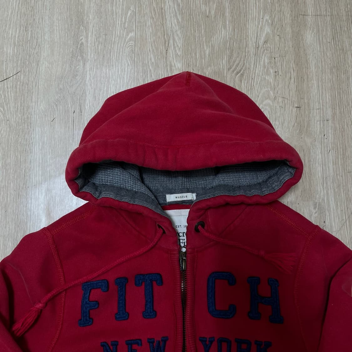 아베크롬비 빅로고 레드 후드집업 M/95  상품이미지2