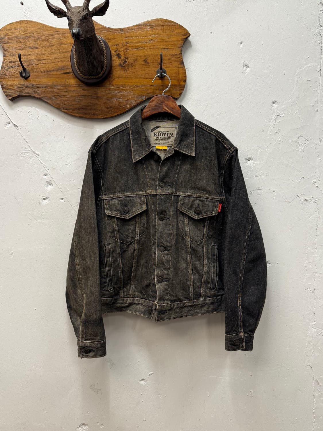 M) EDWIN Classic Black Denim Trucker Jac 상품이미지2