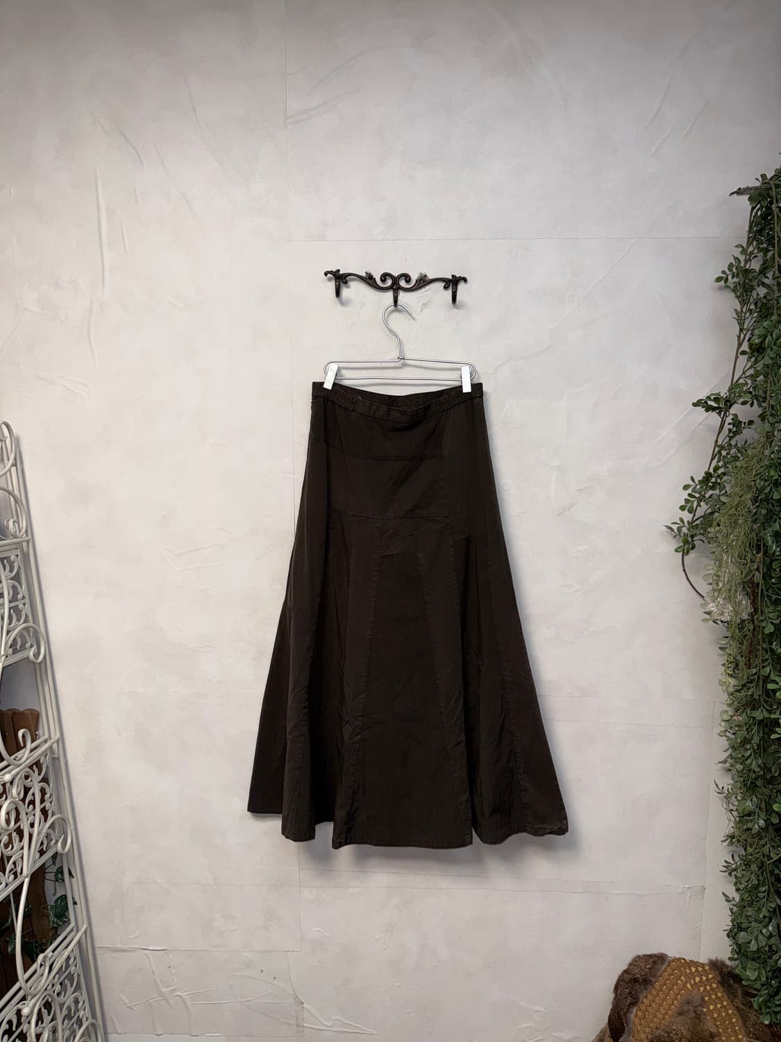 Dark brown patchwork maxi skirt 상품이미지3
