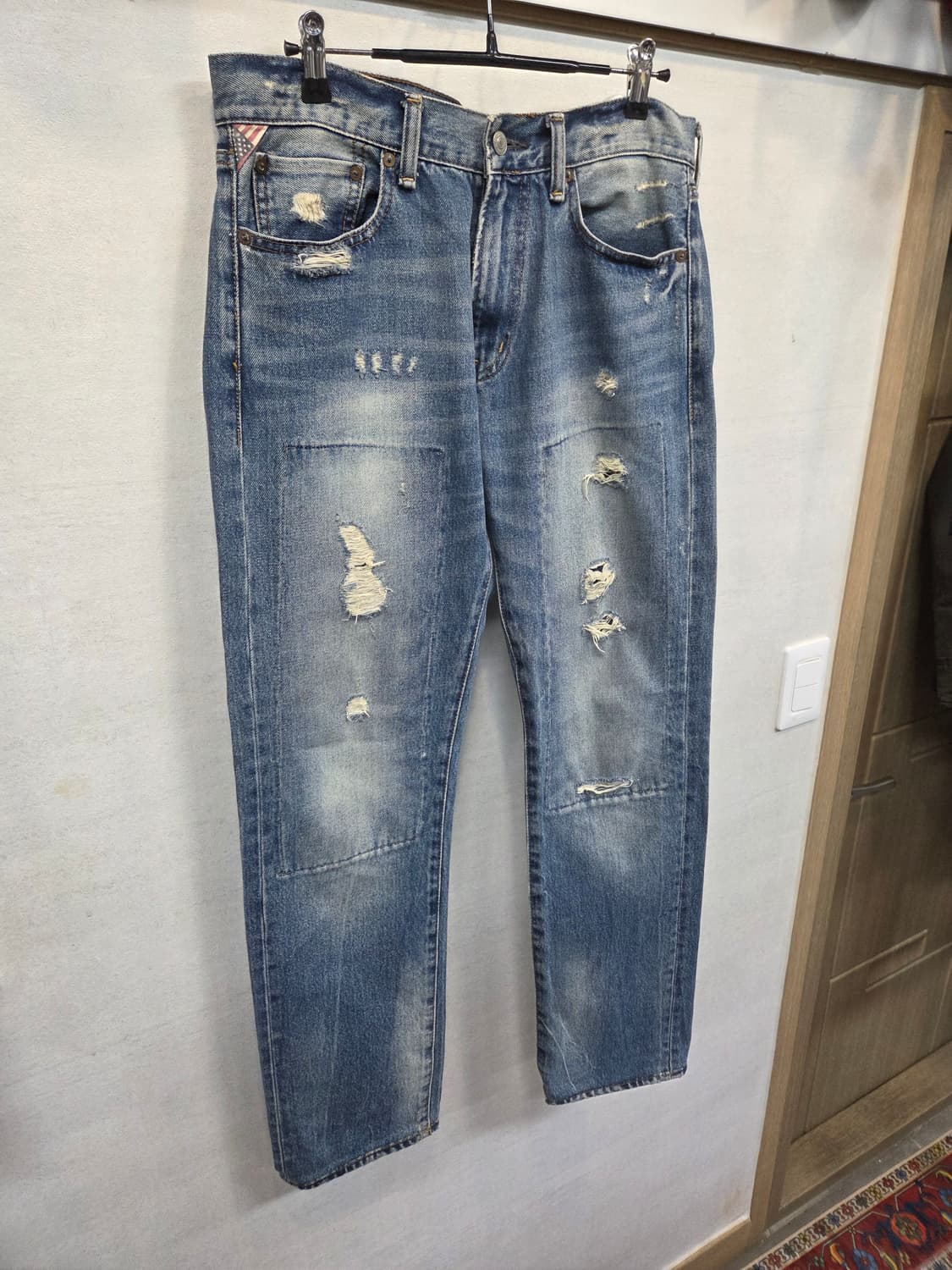 데님앤서플라이 랄프로렌 데미지 패치워크 데님팬츠 32 슬림  상품이미지7