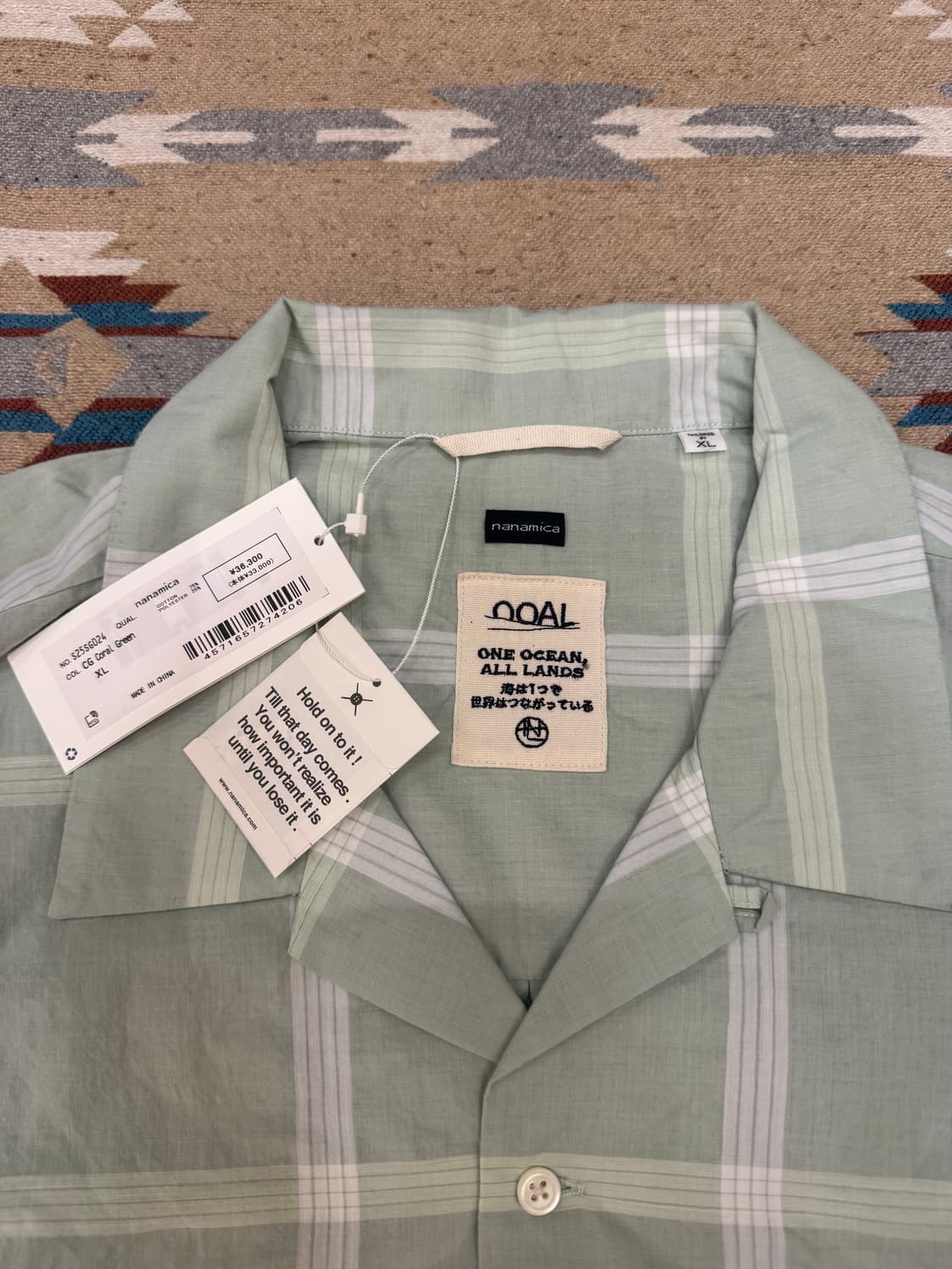 [XL][110] 나나미카 팔라카 체크 셔츠 코랄 그린 상품이미지2