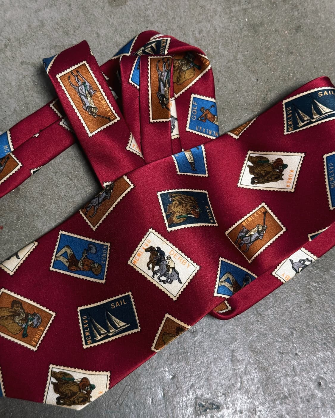 90‘s Sinsabang 스템프 패턴 실크타이 상품이미지4