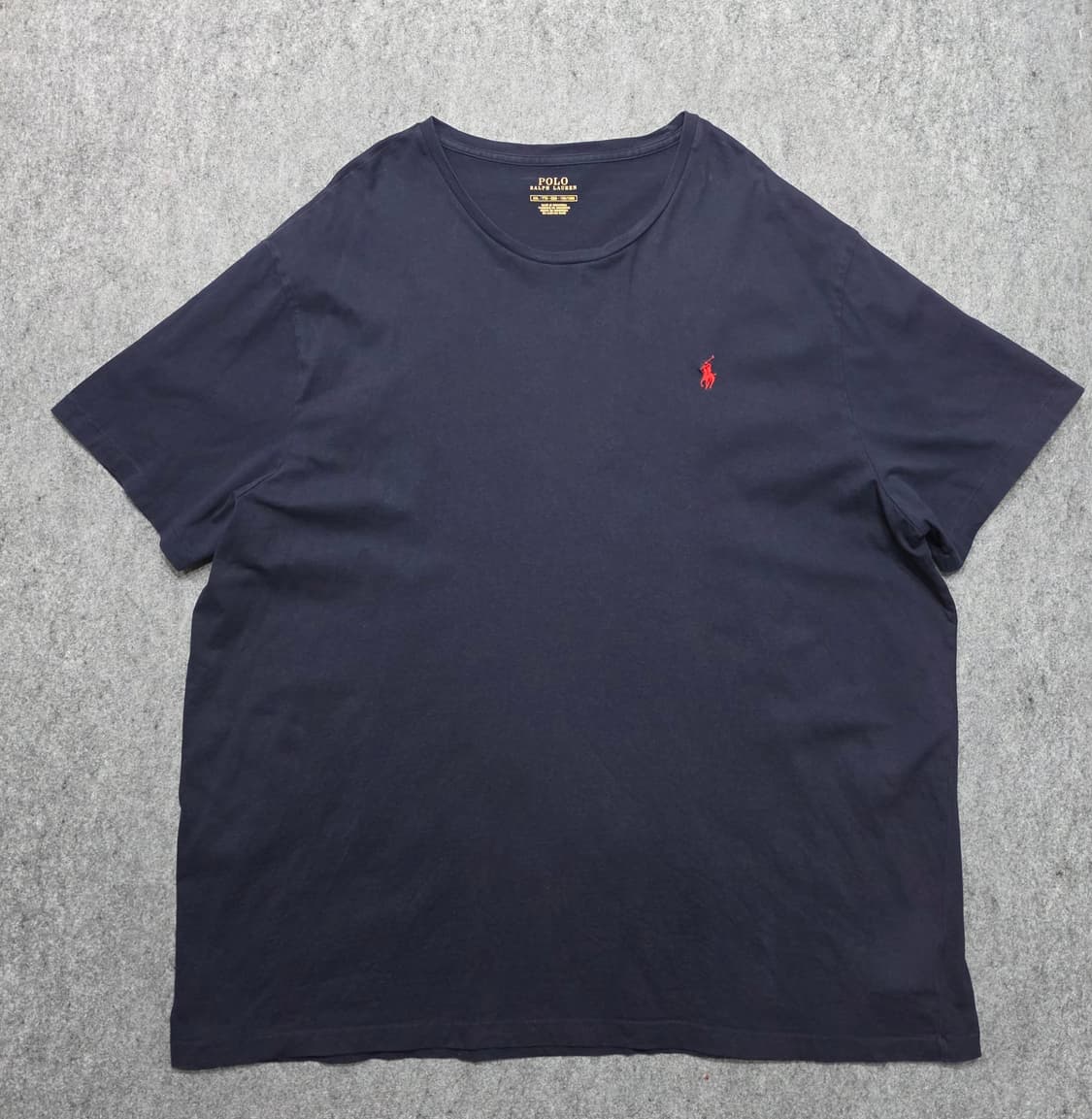 폴로 랄프로렌 베이지 라운드넥 네이비 반팔티 2XL 상품이미지1