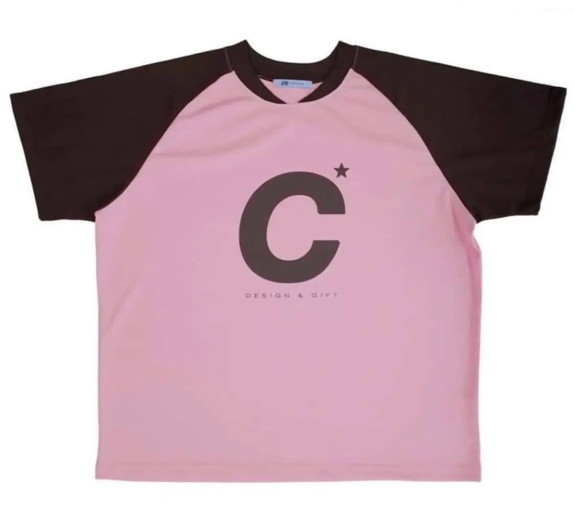 지초이 C STAR RAGLAN 티셔츠 반팔 (PINK&BROWN) 상품이미지1