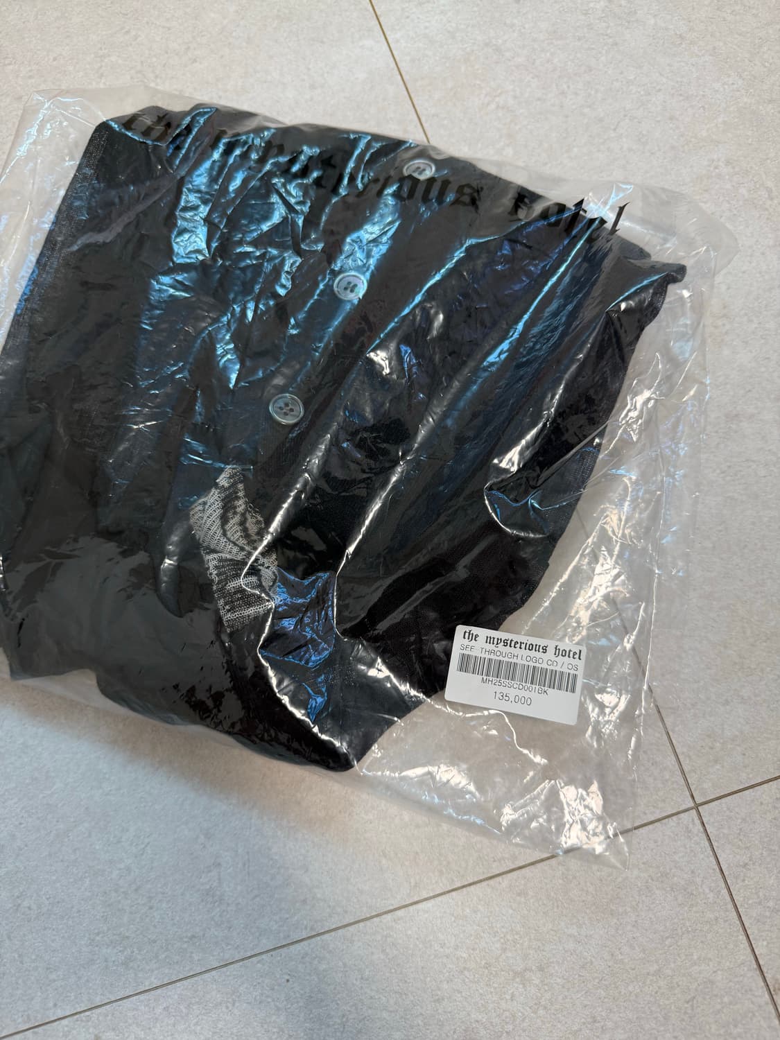 [ONE SIZE] 더 미스테리어스 호텔 시스루 로고 가디건 블랙 상품이미지8