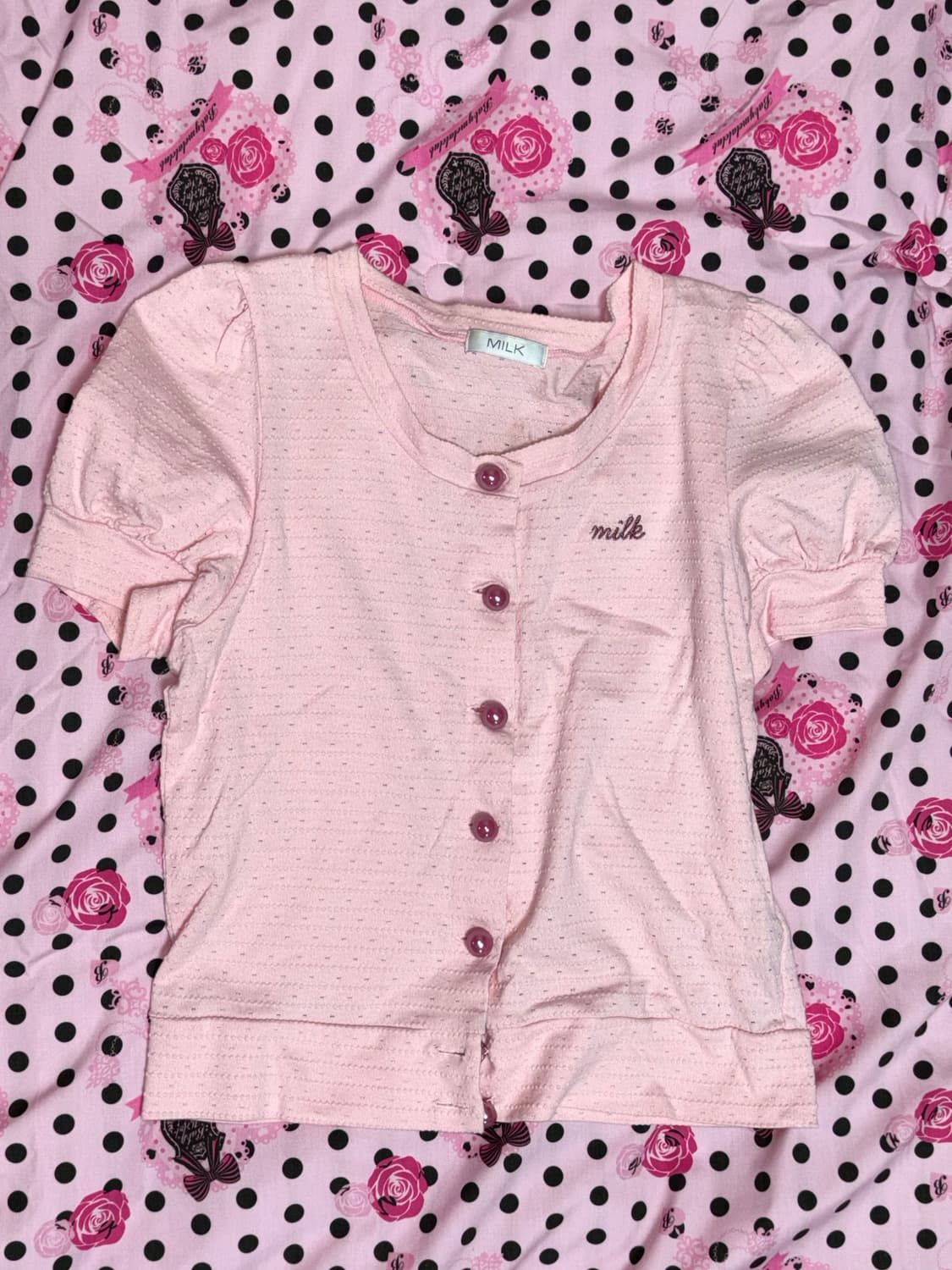 MILK 밀크 핑크 반팔 가디건 상품이미지1