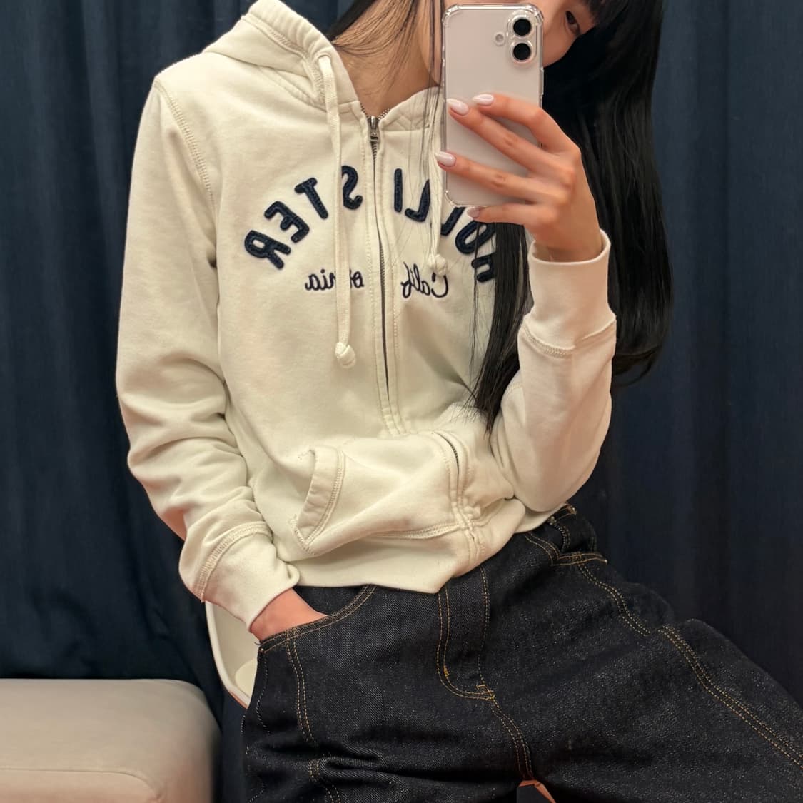 홀리스터 화이트 후드집업 L 상품이미지1