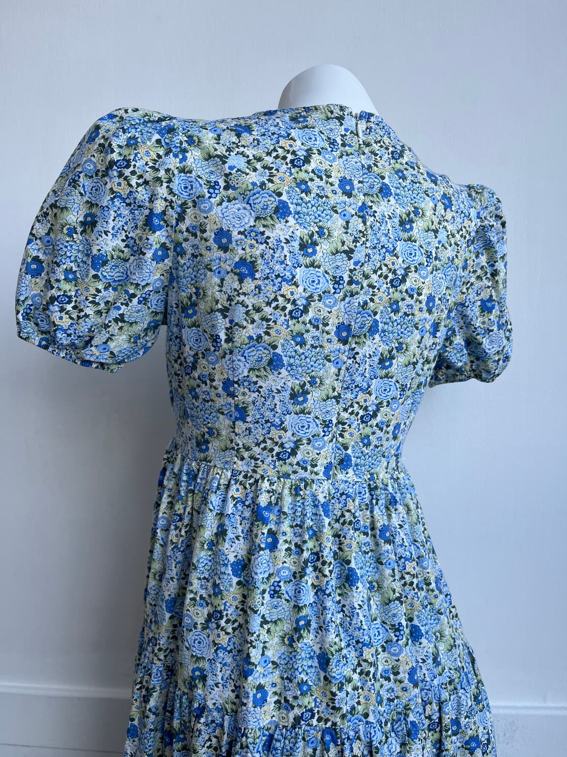 블루 플라워 퍼프 롱 원피스 상품이미지5