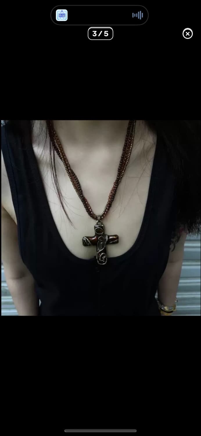 에스닉 보헤미안 레이어드 십자가 목걸이 상품이미지3