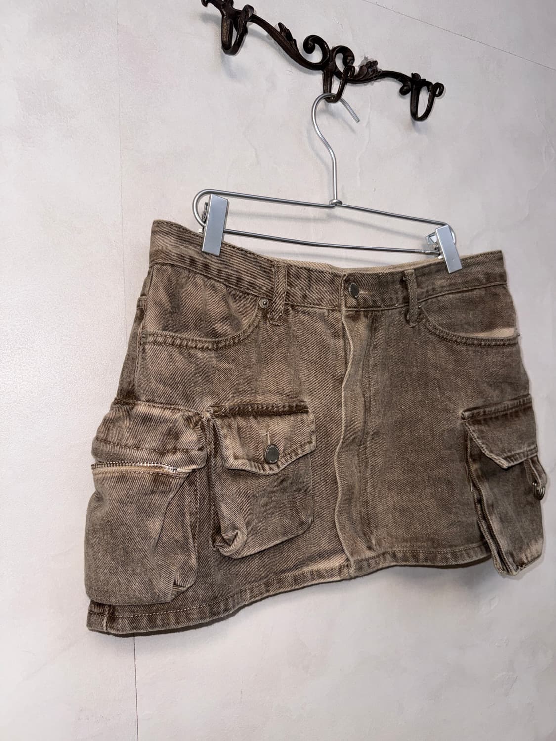 Brown denim multi pocket cargo skirt 상품이미지2