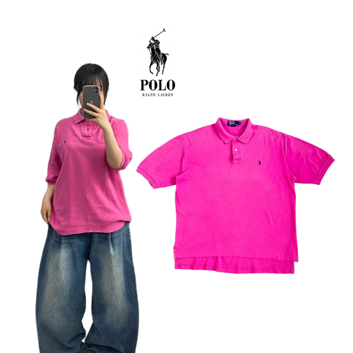 폴로 포니 PK 카라 반팔 티셔츠 핑크 상품이미지1