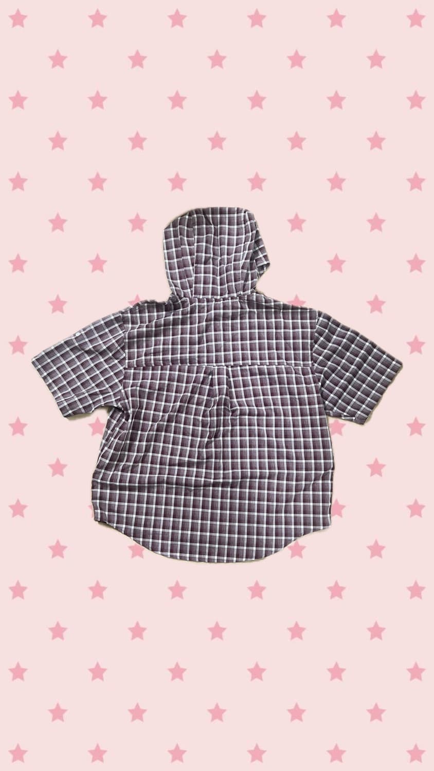 버튼 후드 체크 하프 셔츠 상품이미지2