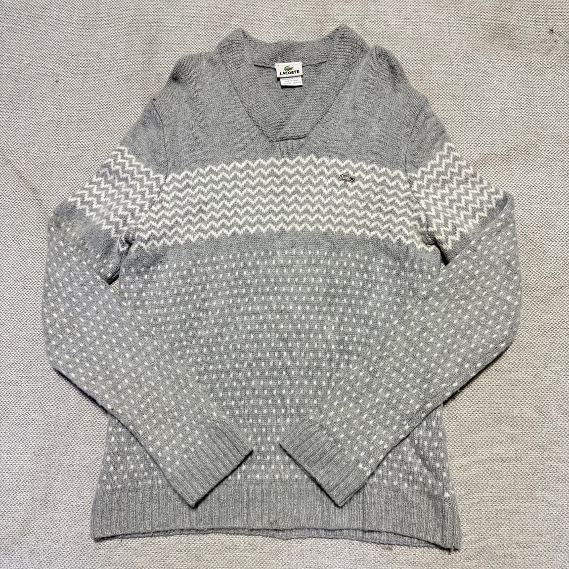 라코스테 그레이 패턴 니트 스웨터 상품이미지1
