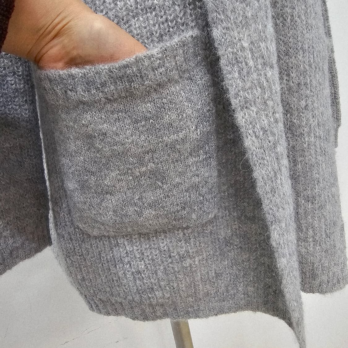 페루산 고급 알파카 후드 니트 그레이 가디건 상품이미지7