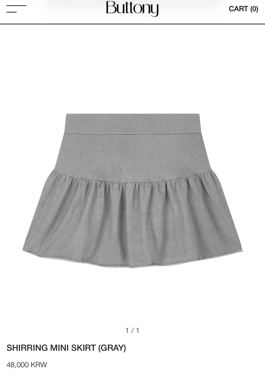 Buttony 버튼니 SHIRRING MINI SKIRT (GRAY) 상품이미지1