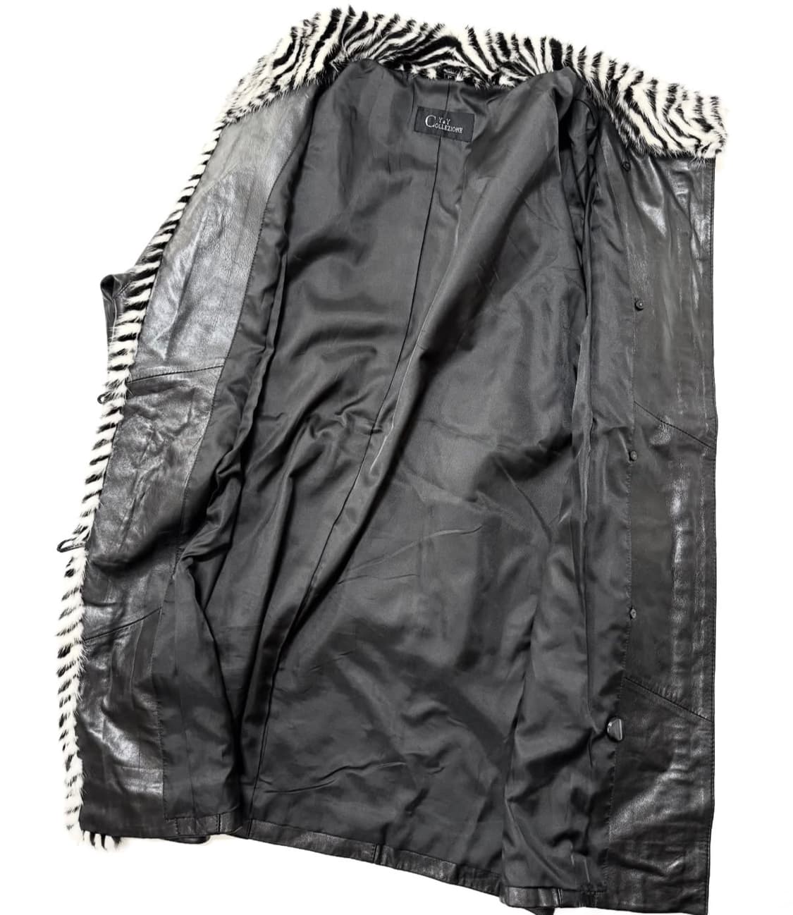 밍크 퍼 트림 레더 코트 상품이미지4