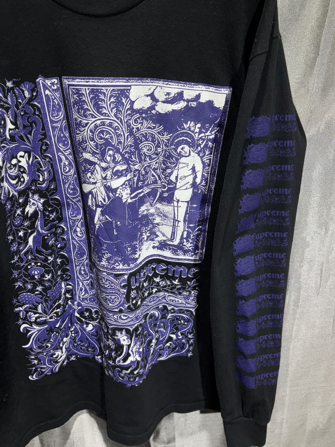 M 슈프림 스펠링 빅로고 퍼플 프린팅 롱슬리브 상품이미지6