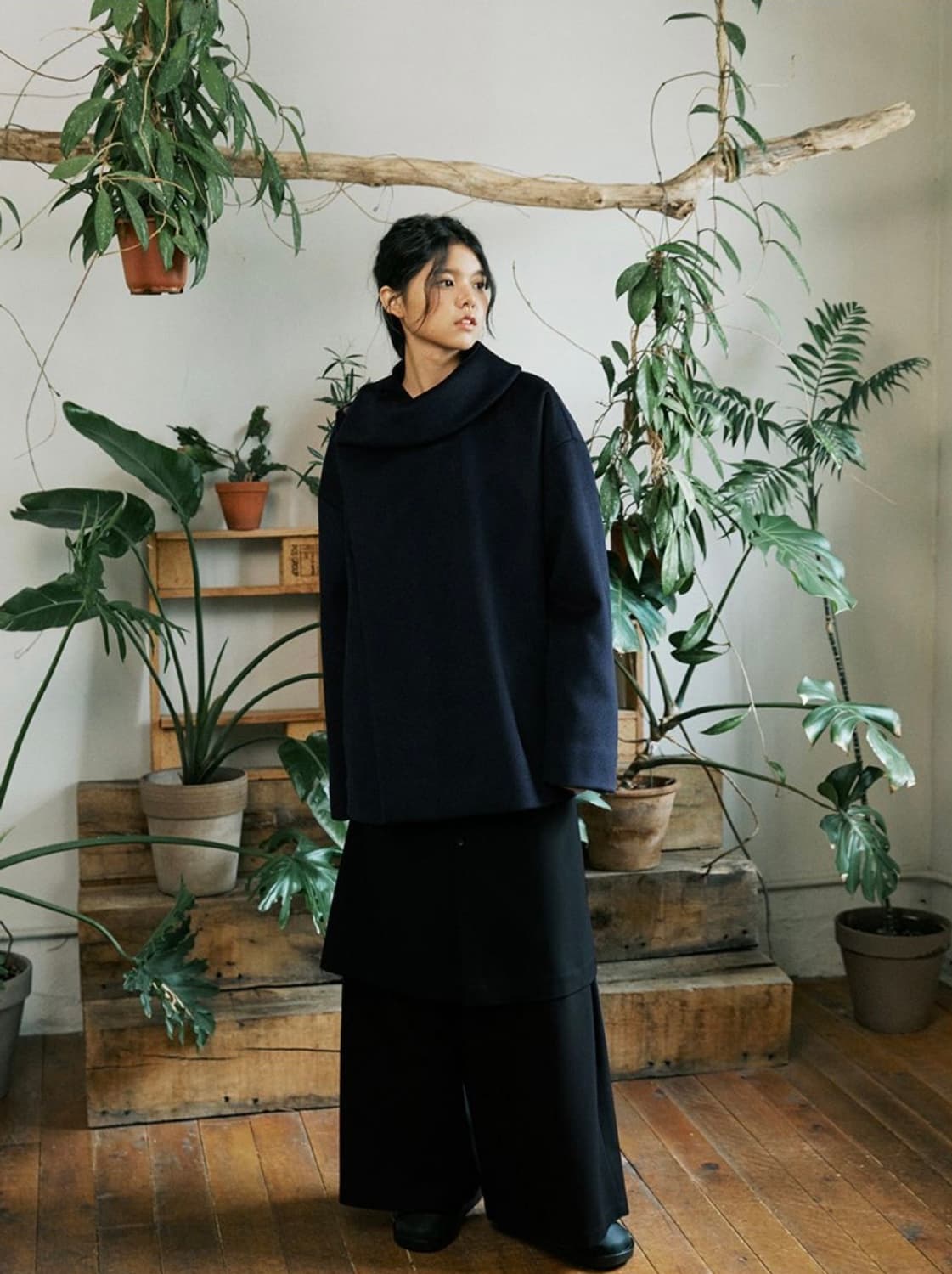 Malen unisex side cara coat navy 상품이미지1