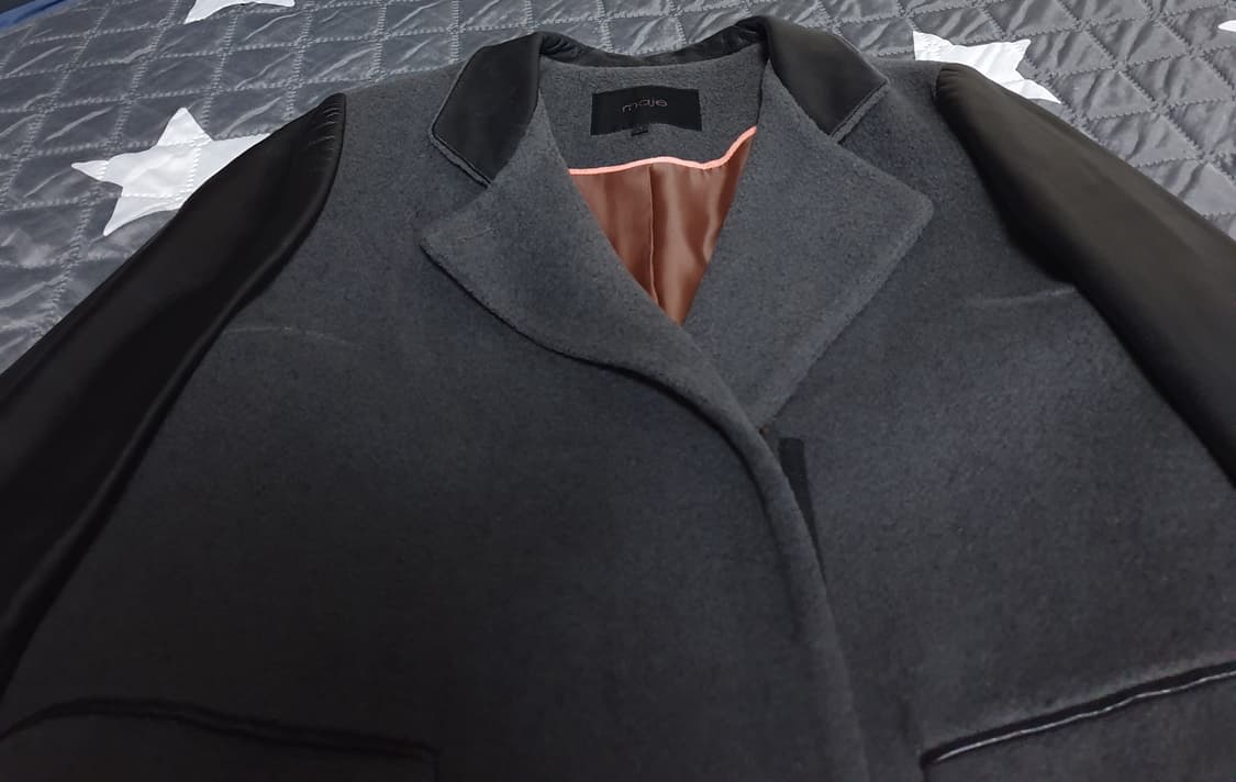 마쥬 MAJE 양가죽배색 울코트 그레이 (M) 상품이미지2