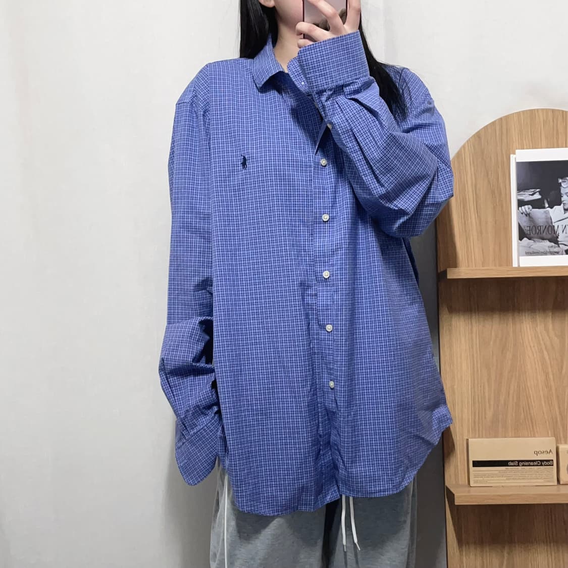 [정품] 폴로 블루 / 네이비포니 체크 셔츠 [ XXL ] 상품이미지2