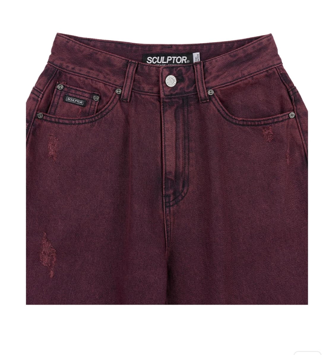 스컬프터 디스트로이드 와이드 데님 팬츠 레드 S 상품이미지6