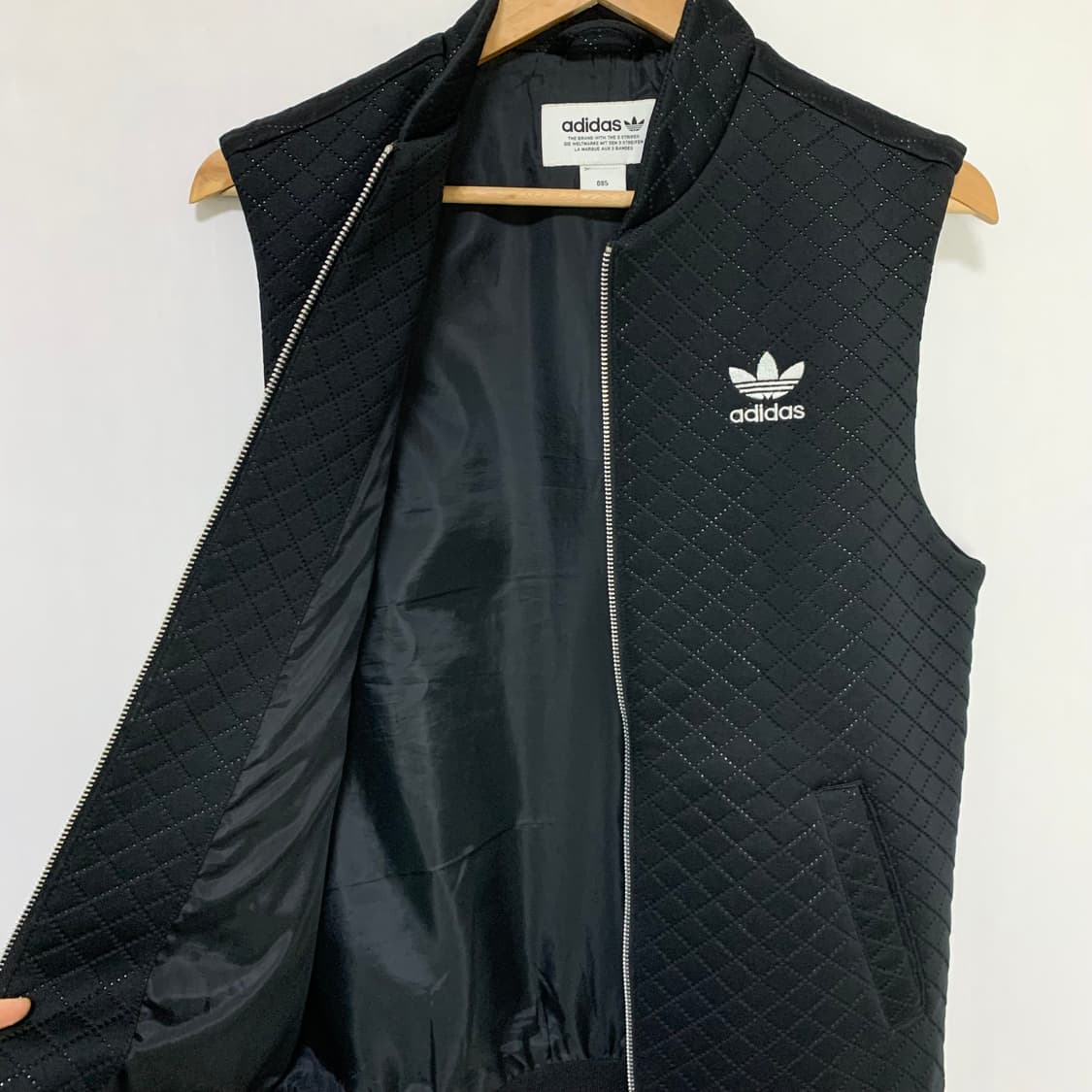 아디다스 블랙 퀼팅 져지 베스트 조끼 집업 빈티지 85 사이즈 상품이미지5